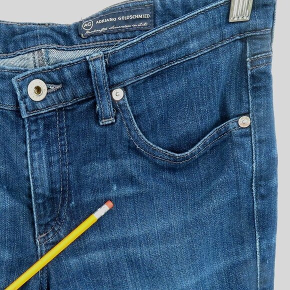 AG Adriano Goldschmied Women 29 The Stevie Slim Straight Dark Blue Denim Jeans - Picture 4 of 11